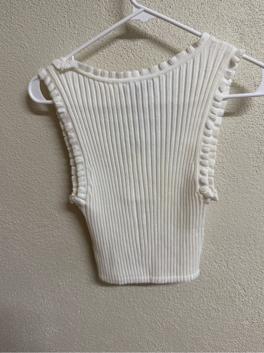 Cotton Candy Cream Ribbed Button-Front Ruffle Tank - Picture 2 of 2